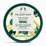 The Body Shop Moringa Body Yogurt 200ML on clean white background, showcasing vibrant botanical design.