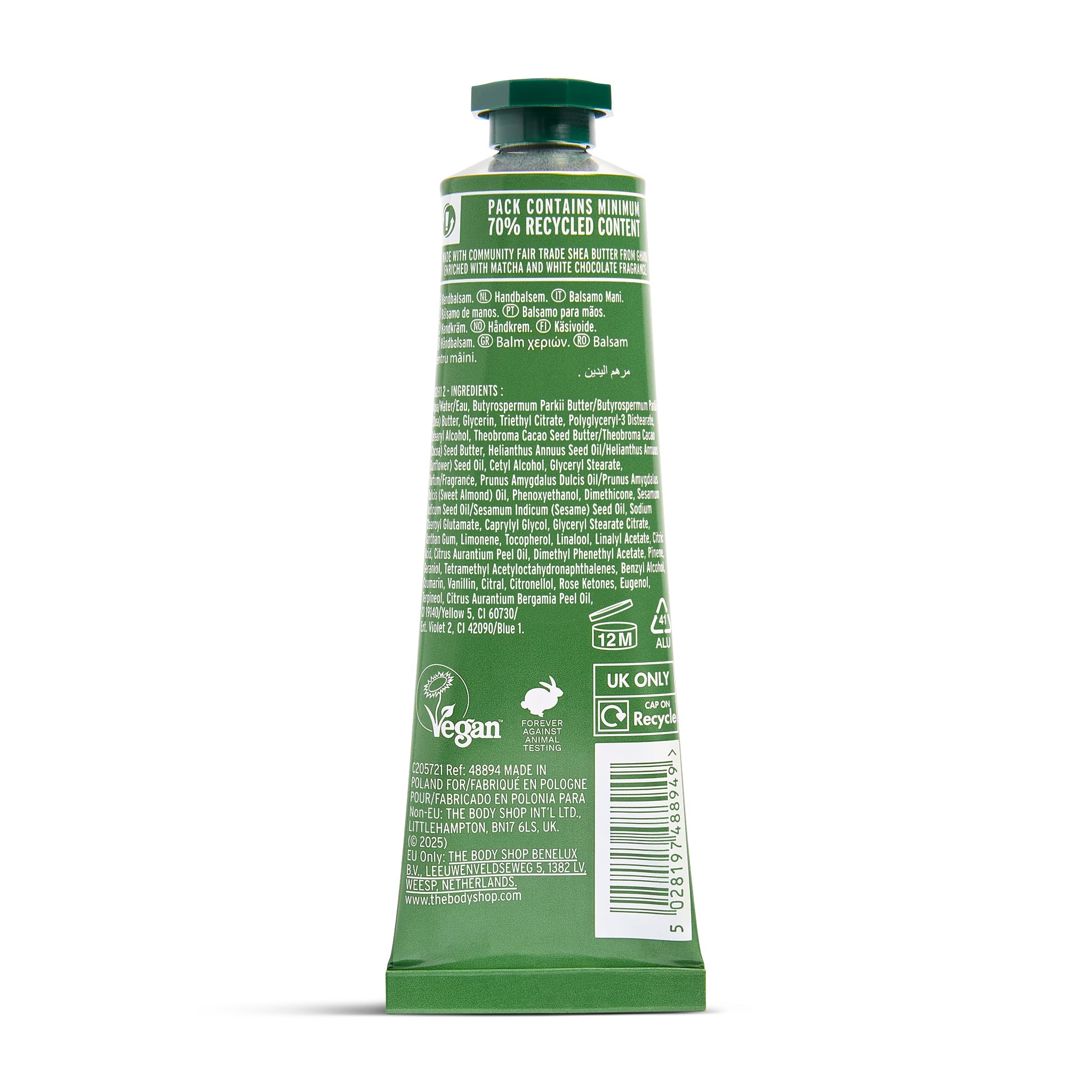 Whipped Matcha & White Chocolate Hand Balm back view – The Body Shop
