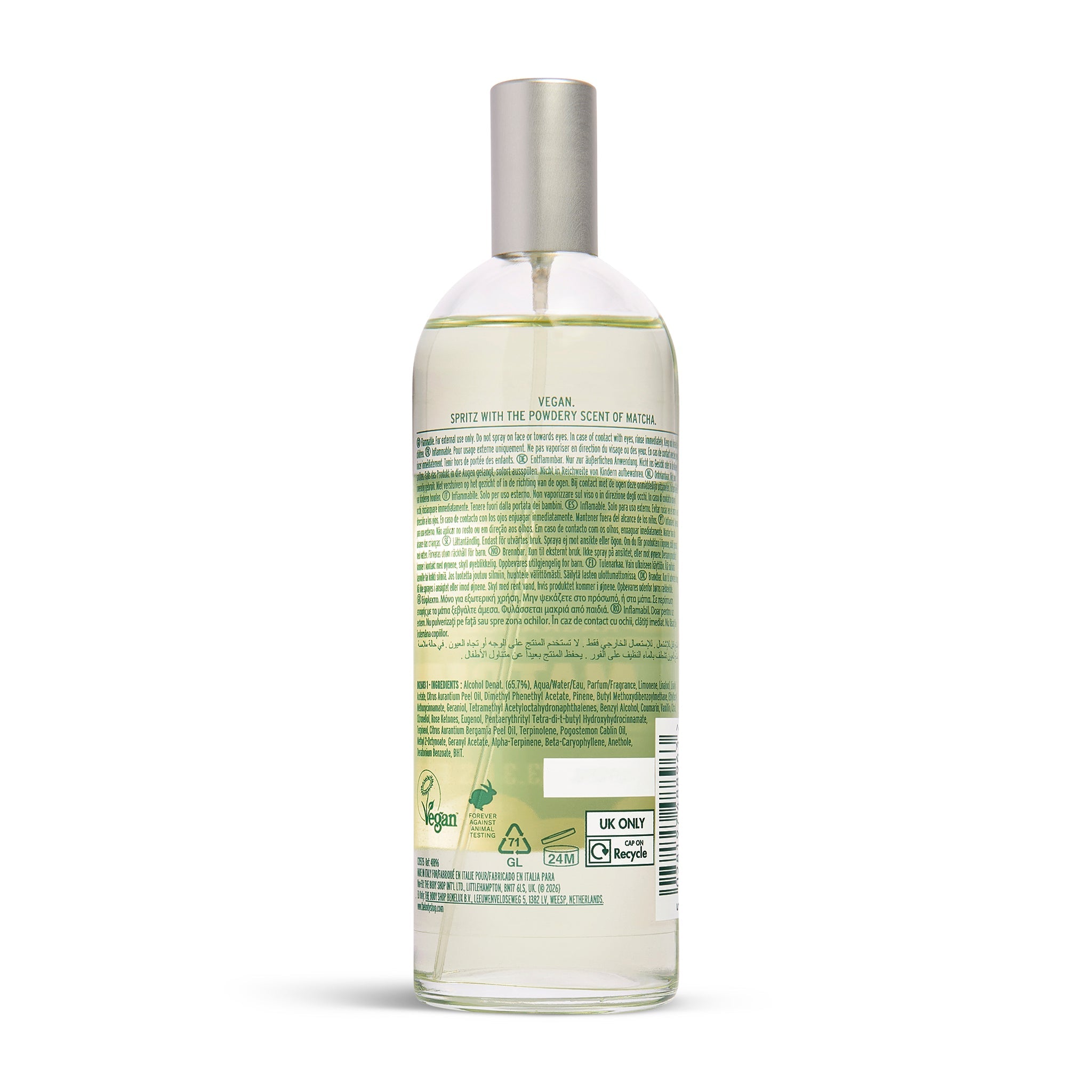 Whipped Matcha & White Chocolate Fragrance Mist back view – The Body Shop