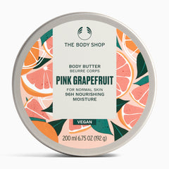 Packshot of The Body Shop Pink Grapefruit Body Butter 200ml against a clean white background